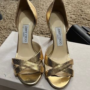 Jimmy Choo clutter fabric champagne